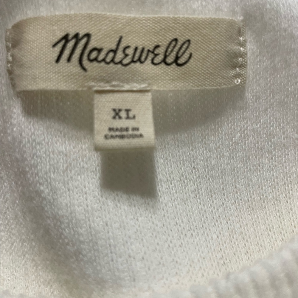 Madewell Ribbed Long Sleeve Knot-Front Top Style K4412 In Ivory Size L Classic - Picture 12 of 14
